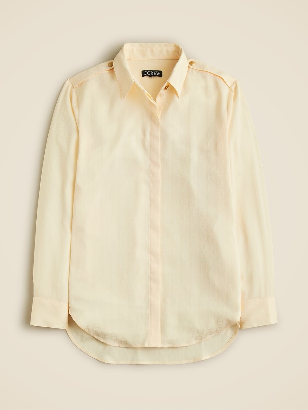 J.Crew Cream Satin Drapey Jacquard Chainlink Print Button Down Shirt XL - Picture 5 of 16